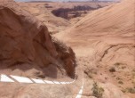 Slick Rocks -- One of the remarkable dugways/switchbacks blasted out of solid sandstone, Lamont Crabtree Photo 